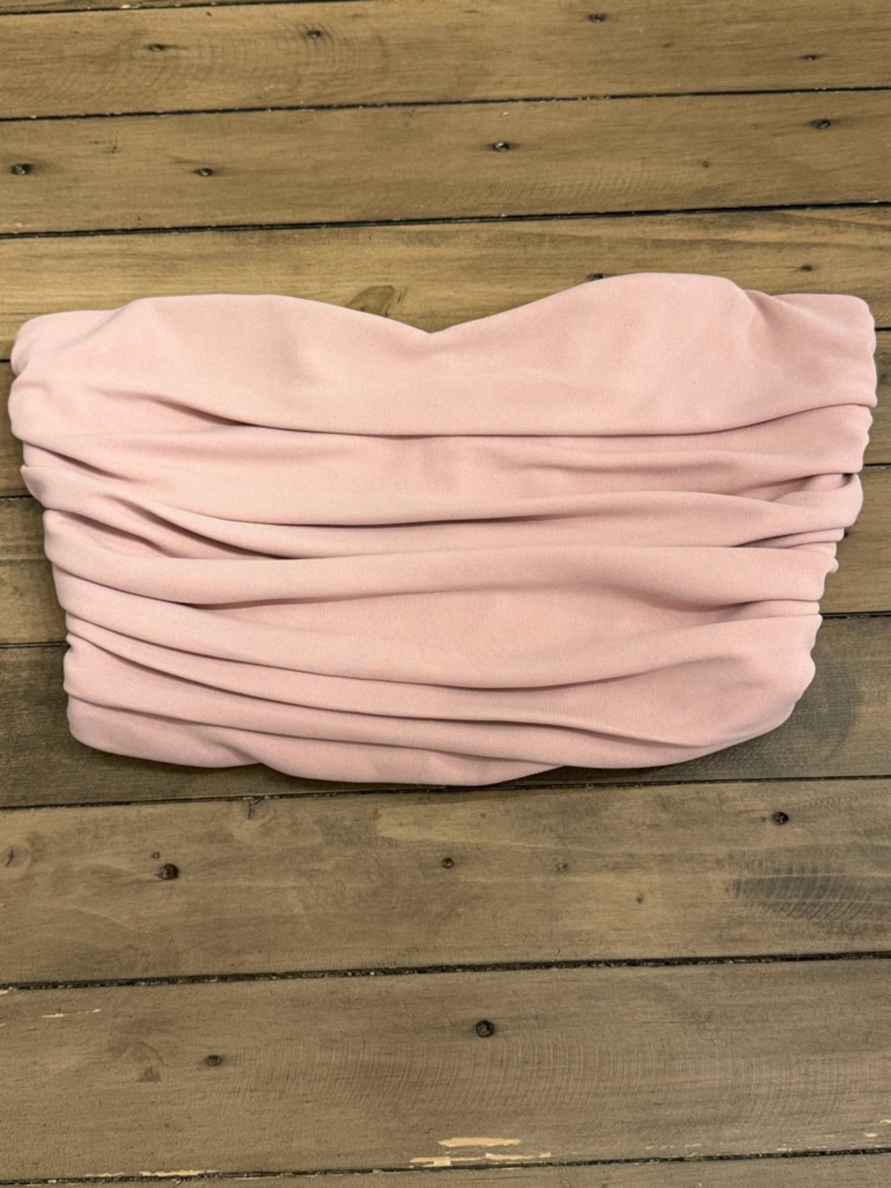 Zara Blush Pink Strapless Pleated Corset Crop Top Sweetheart Neckline - Size S